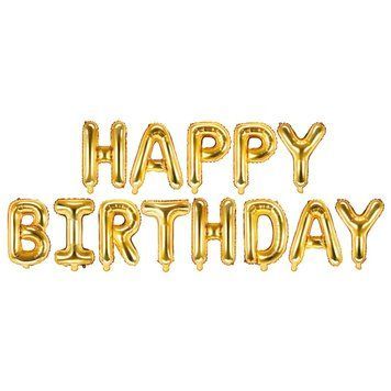 Фольгований Напис "Happy Birthday" золотий 9823 фото