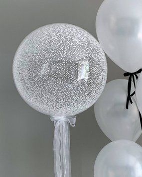 Велика кулька Bubble з білим конфеті та вашим написом 383922 фото