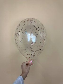 Кулька з конфеті (рожеве золото слюда) 30 см 39983 фото